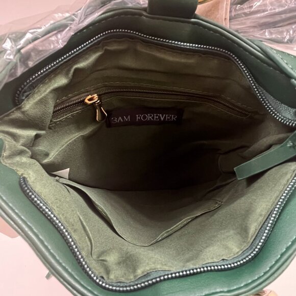 Fringe Tiered /Tassel/ Gold Hoop / Bohemian Crossbody/ Retro 70s - Green - NWT - Picture 7 of 7